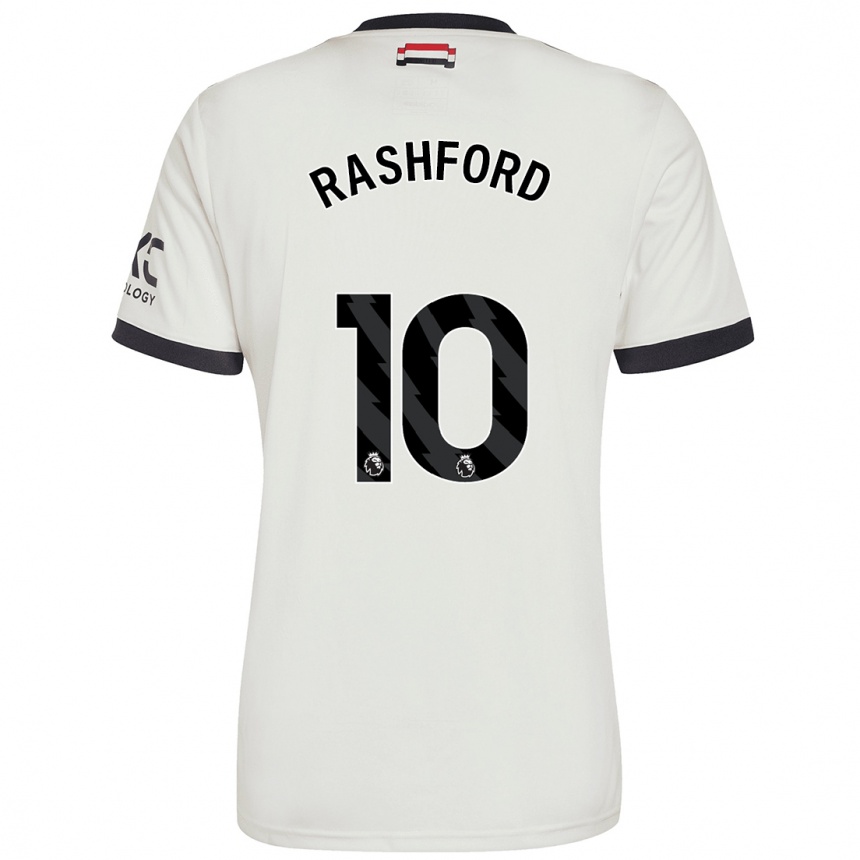 Damen Fußball Marcus Rashford #10 Cremeweiß Ausweichtrikot Trikot 2024/25 T-Shirt Luxemburg