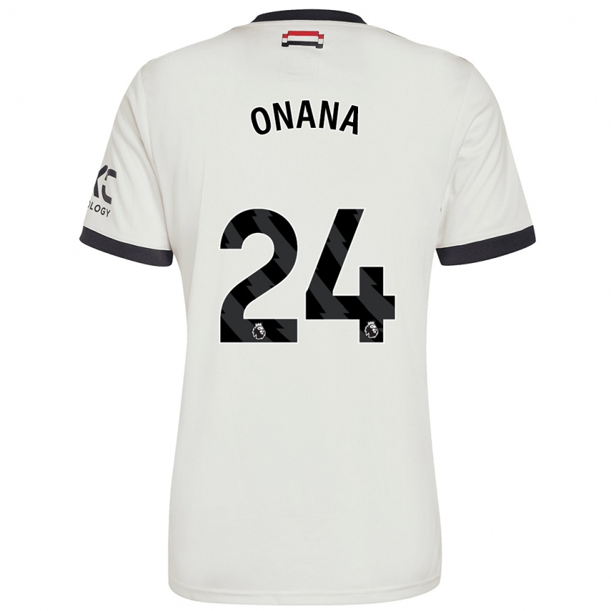 Damen Fußball André Onana #24 Cremeweiß Ausweichtrikot Trikot 2024/25 T-Shirt Luxemburg