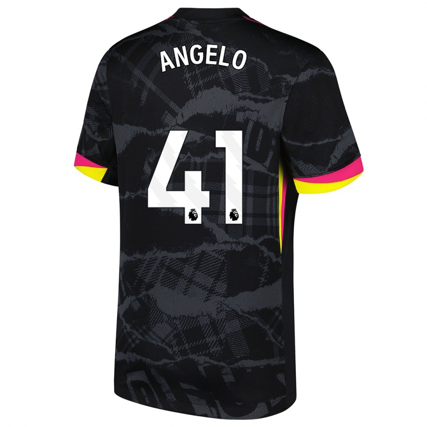 Damen Fußball Ângelo #41 Schwarz Rosa Ausweichtrikot Trikot 2024/25 T-Shirt Luxemburg