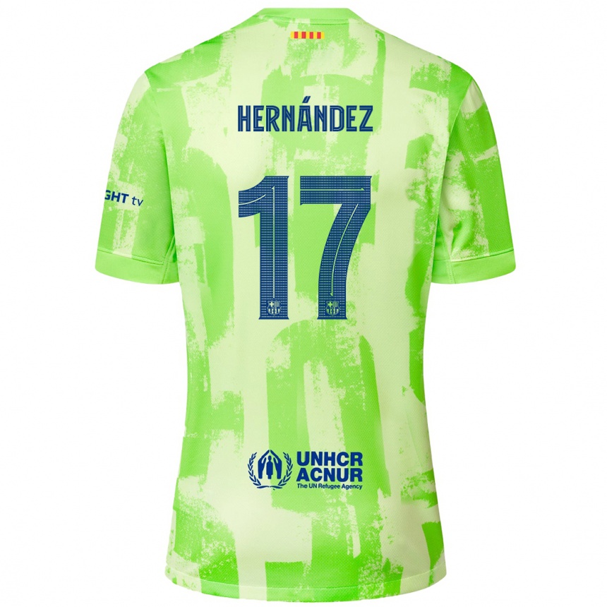 Damen Fußball Juan Hernández #17 Limettengrün Ausweichtrikot Trikot 2024/25 T-Shirt Luxemburg