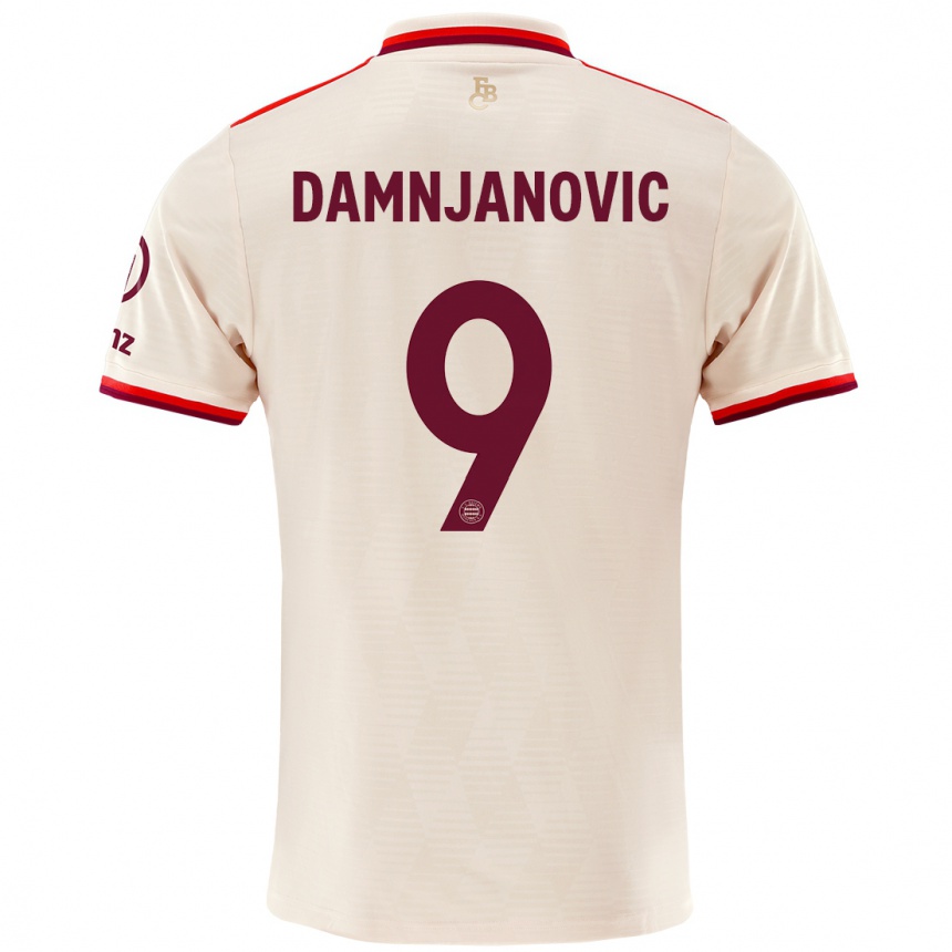 Damen Fußball Jovana Damnjanovic #9 Leinen Ausweichtrikot Trikot 2024/25 T-Shirt Luxemburg