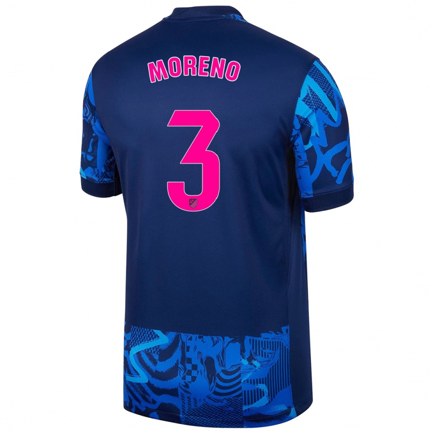 Damen Fußball Marco Moreno #3 Königsblau Ausweichtrikot Trikot 2024/25 T-Shirt Luxemburg