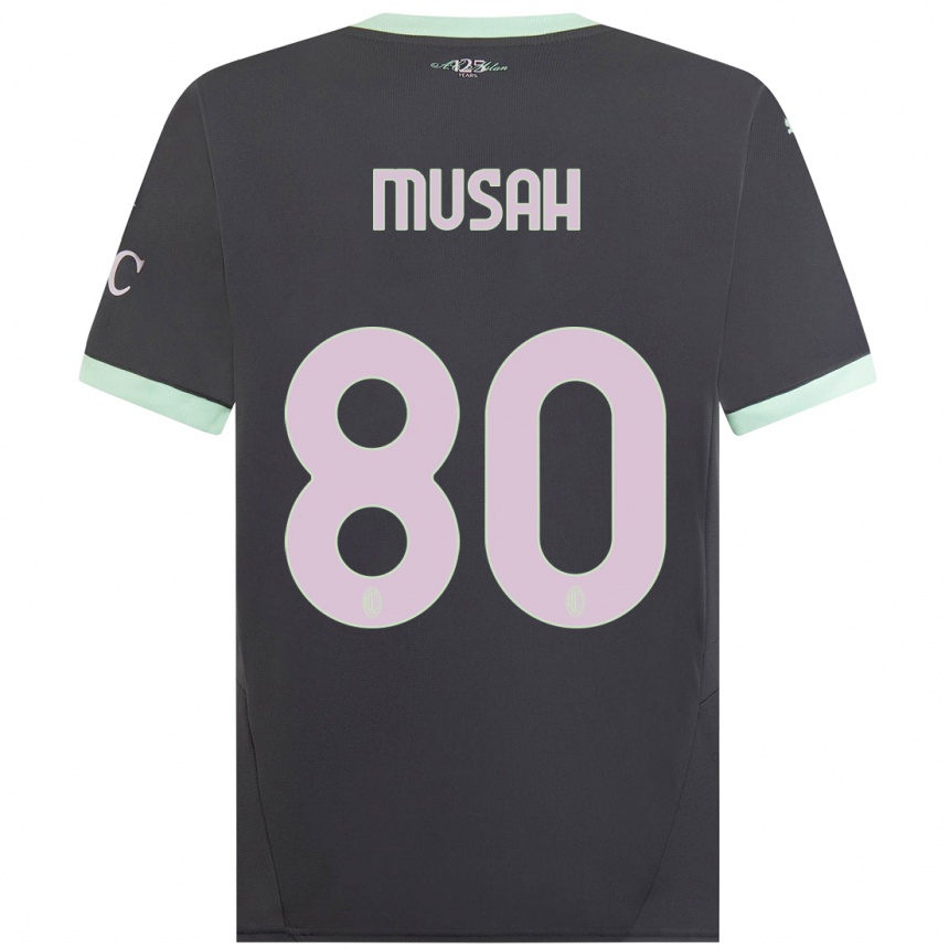 Damen Fußball Yunus Musah #80 Grau Ausweichtrikot Trikot 2024/25 T-Shirt Luxemburg