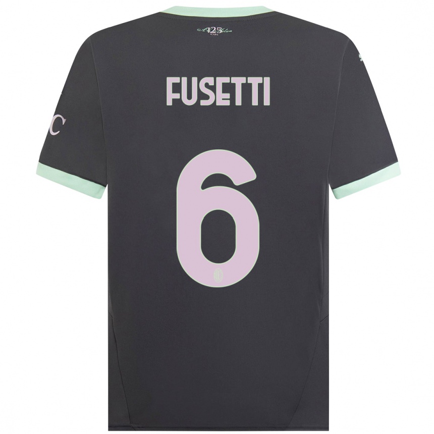 Damen Fußball Laura Fusetti #6 Grau Ausweichtrikot Trikot 2024/25 T-Shirt Luxemburg