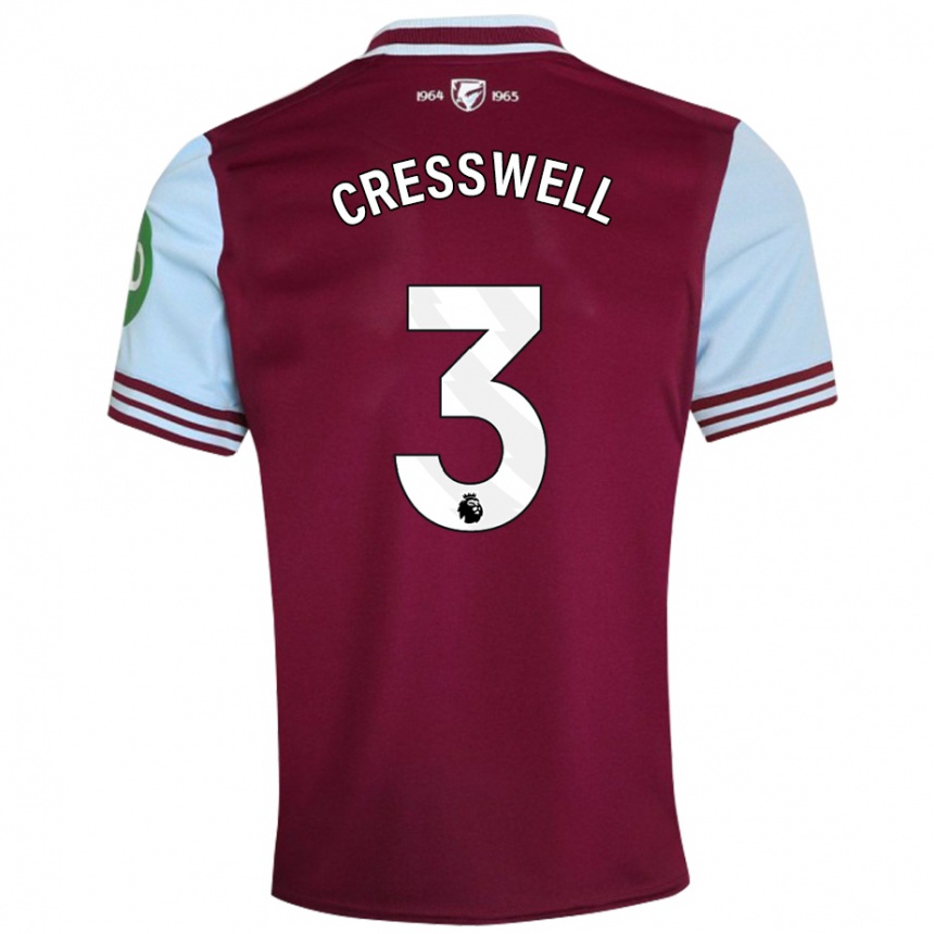 Kinder Fußball Aaron Cresswell #3 Dunkelrot Heimtrikot Trikot 2024/25 T-Shirt Luxemburg