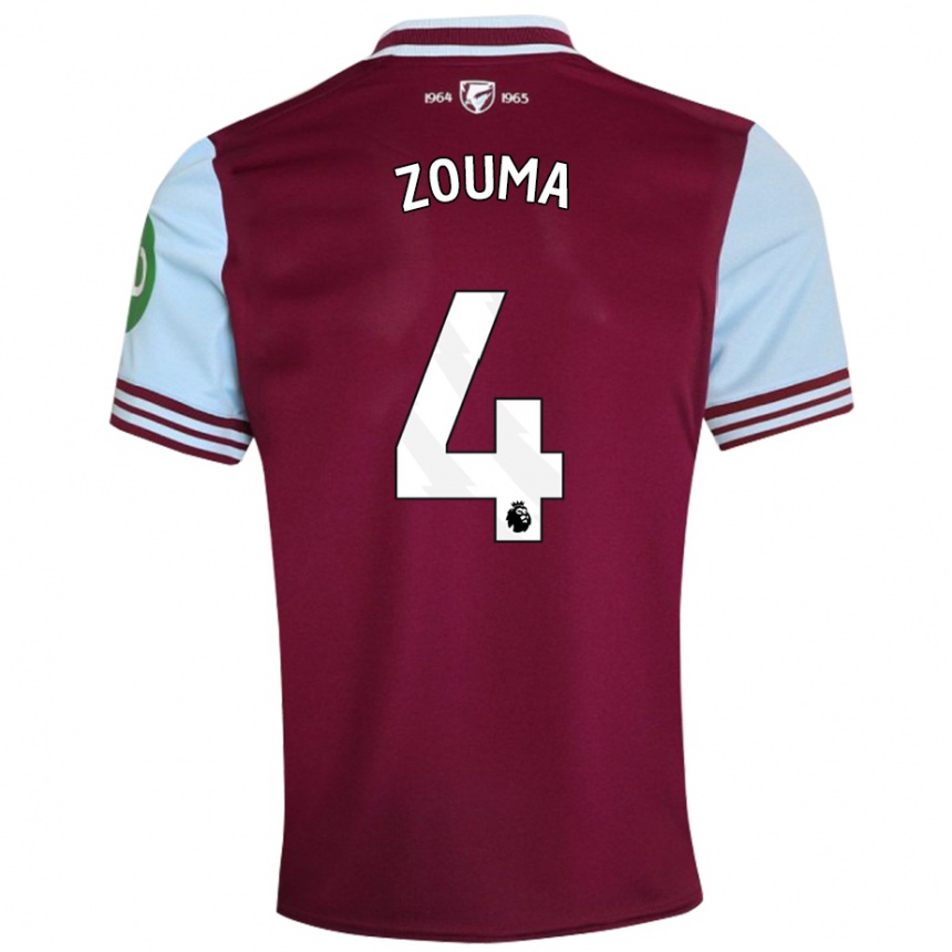 Kinder Fußball Kurt Zouma #4 Dunkelrot Heimtrikot Trikot 2024/25 T-Shirt Luxemburg