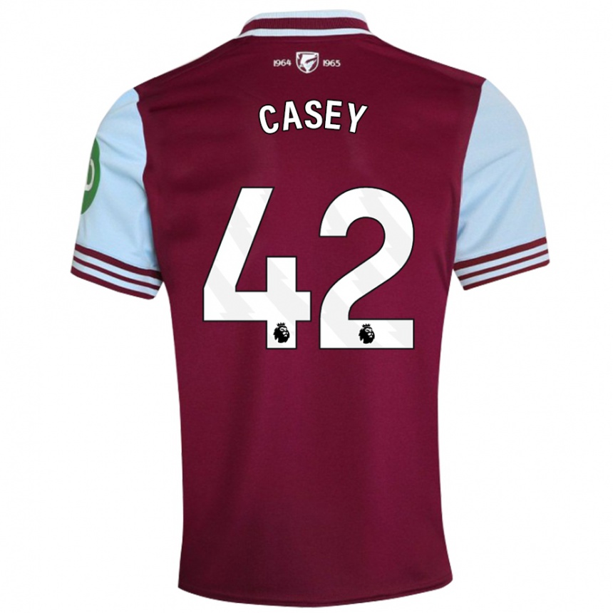 Kinder Fußball Kaelan Casey #42 Dunkelrot Heimtrikot Trikot 2024/25 T-Shirt Luxemburg