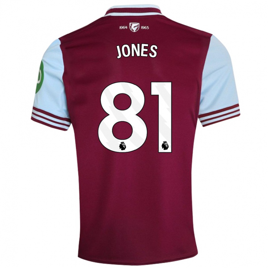 Kinder Fußball Liam Jones #81 Dunkelrot Heimtrikot Trikot 2024/25 T-Shirt Luxemburg