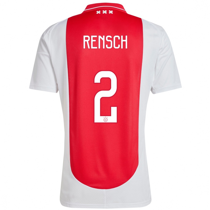 Kinder Fußball Devyne Rensch #2 Rot Weiß Heimtrikot Trikot 2024/25 T-Shirt Luxemburg