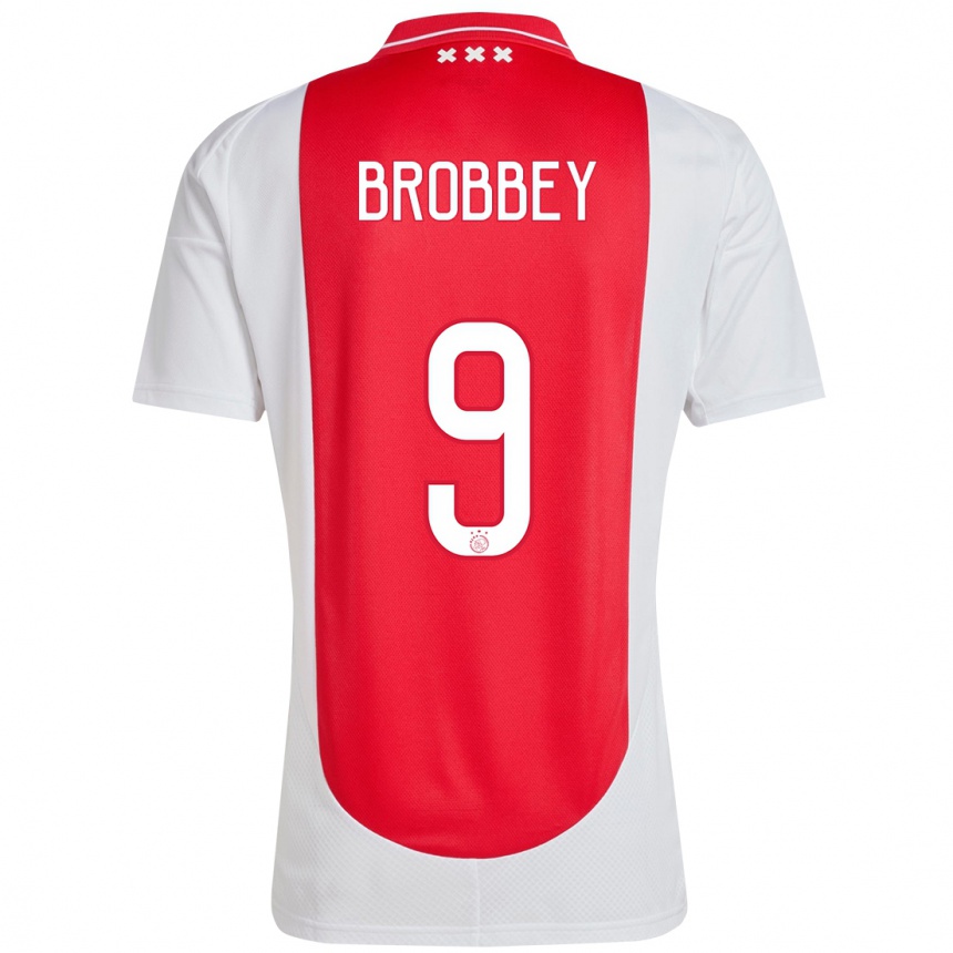 Kinder Fußball Brian Brobbey #9 Rot Weiß Heimtrikot Trikot 2024/25 T-Shirt Luxemburg