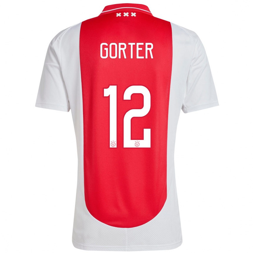 Kinder Fußball Jay Gorter #12 Rot Weiß Heimtrikot Trikot 2024/25 T-Shirt Luxemburg