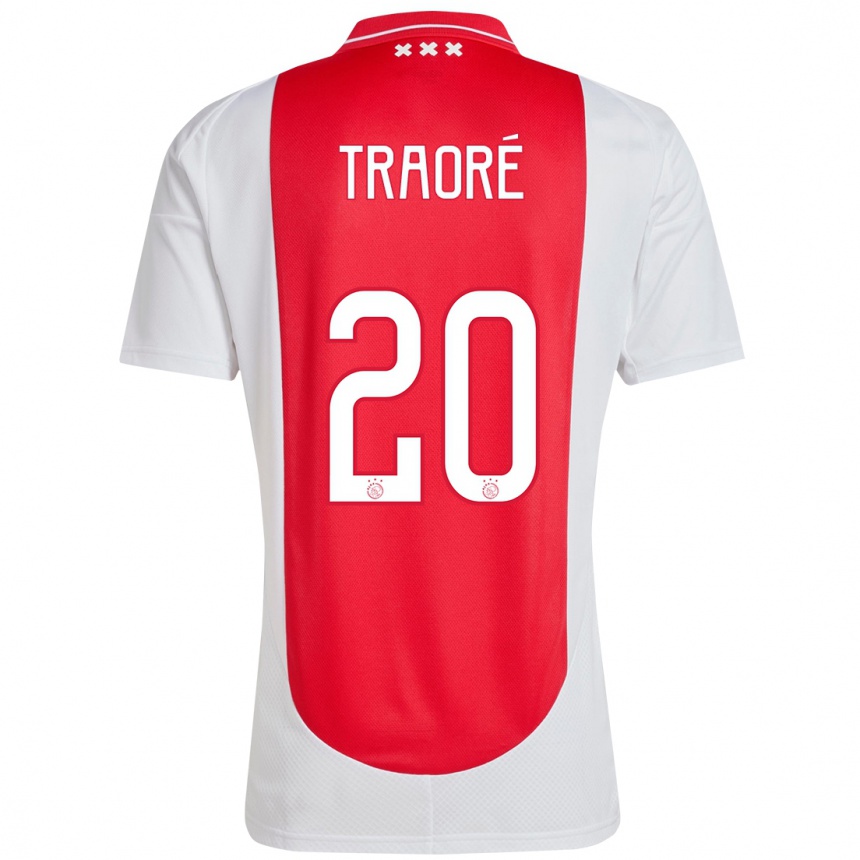 Kinder Fußball Bertrand Traoré #20 Rot Weiß Heimtrikot Trikot 2024/25 T-Shirt Luxemburg