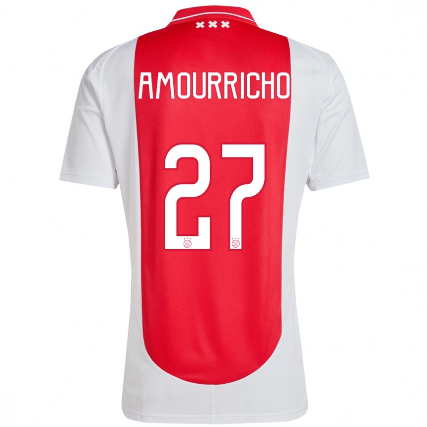 Kinder Fußball Amourricho Van Axel Dongen #27 Rot Weiß Heimtrikot Trikot 2024/25 T-Shirt Luxemburg