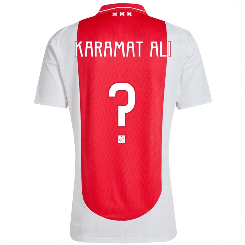 Kinder Fußball Yaïr Karamat Ali #0 Rot Weiß Heimtrikot Trikot 2024/25 T-Shirt Luxemburg