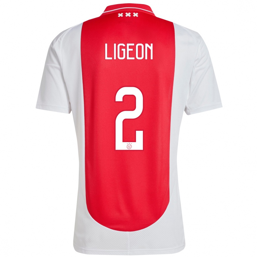 Kinder Fußball Ruben Ligeon #2 Rot Weiß Heimtrikot Trikot 2024/25 T-Shirt Luxemburg