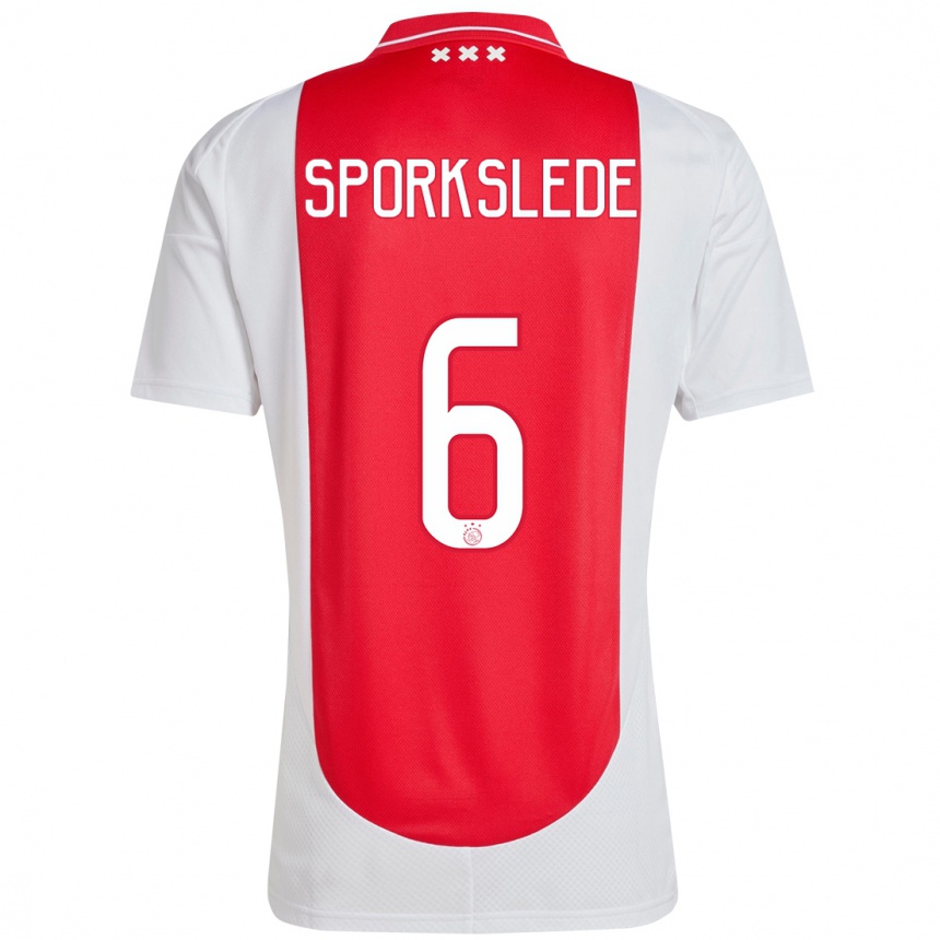 Kinder Fußball Fabian Sporkslede #6 Rot Weiß Heimtrikot Trikot 2024/25 T-Shirt Luxemburg