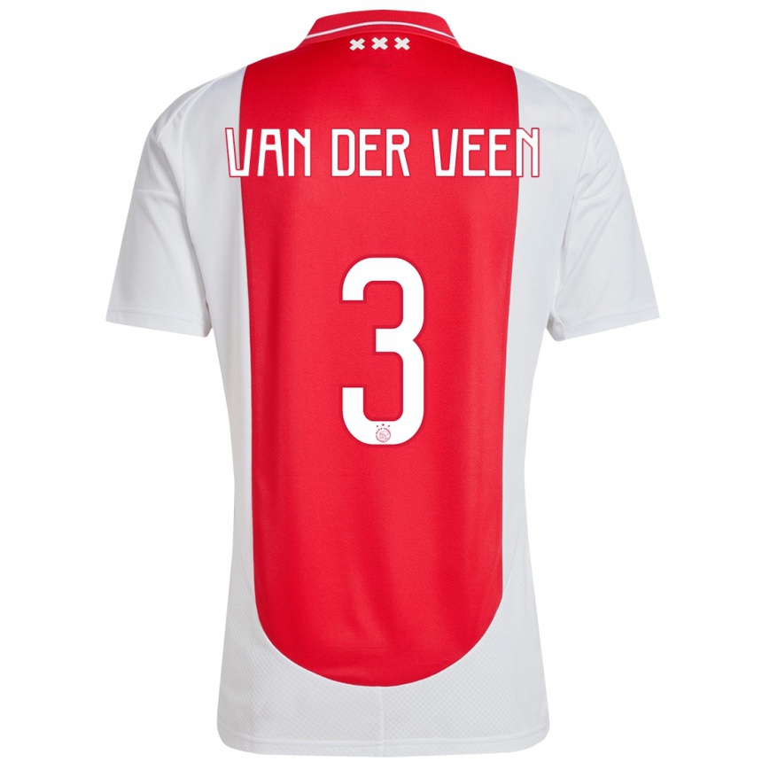 Kinder Fußball Roos Van Der Veen #3 Rot Weiß Heimtrikot Trikot 2024/25 T-Shirt Luxemburg