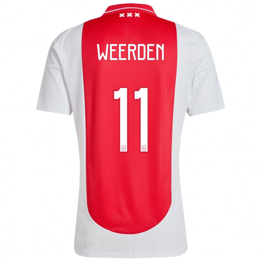 Kinder Fußball Ashleigh Weerden #11 Rot Weiß Heimtrikot Trikot 2024/25 T-Shirt Luxemburg