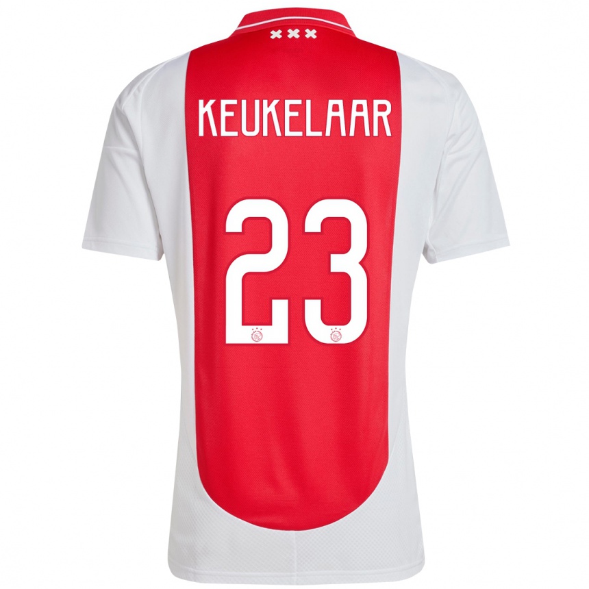 Kinder Fußball Lotte Keukelaar #23 Rot Weiß Heimtrikot Trikot 2024/25 T-Shirt Luxemburg