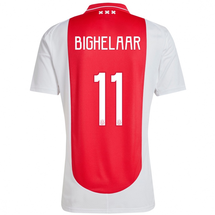 Kinder Fußball Marjolijn Van Den Bighelaar #11 Rot Weiß Heimtrikot Trikot 2024/25 T-Shirt Luxemburg