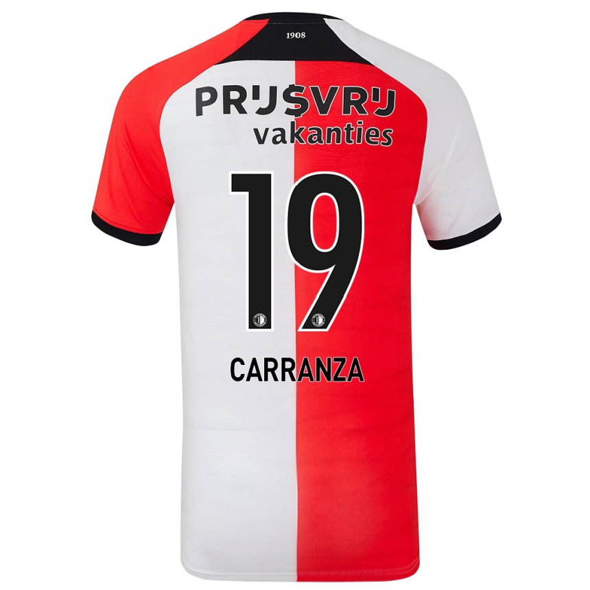 Kinder Fußball Julián Carranza #19 Rot Weiß Heimtrikot Trikot 2024/25 T-Shirt Luxemburg