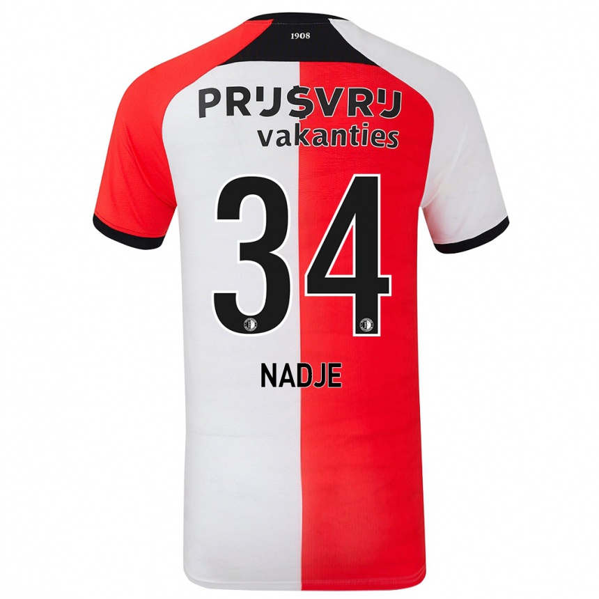 Kinder Fußball Chris-Kévin Nadje #34 Rot Weiß Heimtrikot Trikot 2024/25 T-Shirt Luxemburg