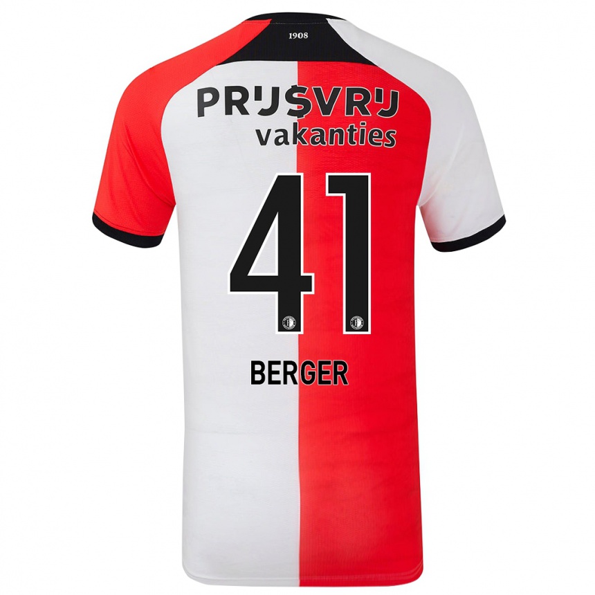 Kinder Fußball Mannou Berger #41 Rot Weiß Heimtrikot Trikot 2024/25 T-Shirt Luxemburg