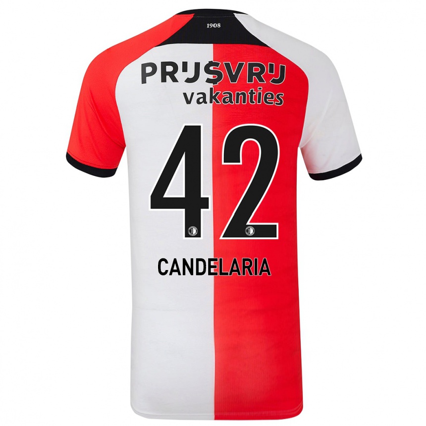 Kinder Fußball Jayden Candelaria #42 Rot Weiß Heimtrikot Trikot 2024/25 T-Shirt Luxemburg