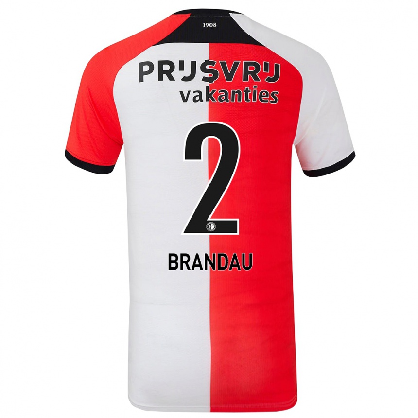 Kinder Fußball Justine Brandau #2 Rot Weiß Heimtrikot Trikot 2024/25 T-Shirt Luxemburg