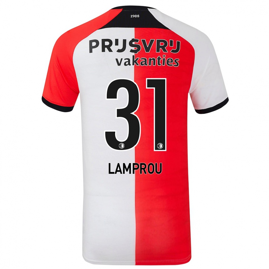 Kinder Fußball Kostas Lamprou #31 Rot Weiß Heimtrikot Trikot 2024/25 T-Shirt Luxemburg