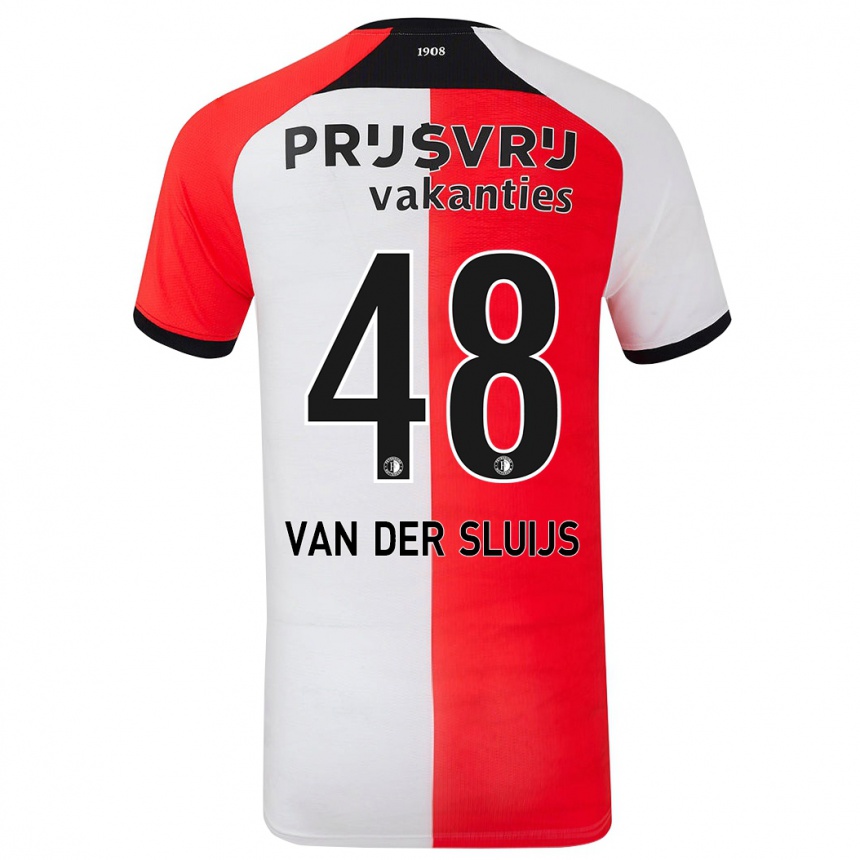 Kinder Fußball Joep Van Der Sluijs #48 Rot Weiß Heimtrikot Trikot 2024/25 T-Shirt Luxemburg