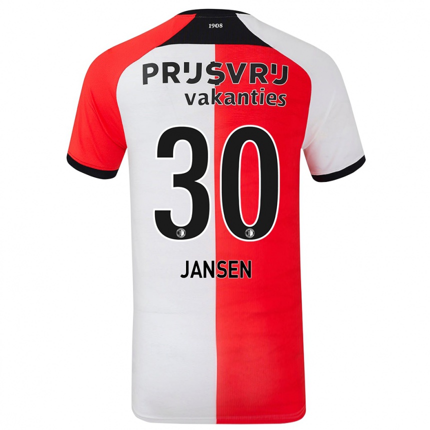 Kinder Fußball Thijs Jansen #30 Rot Weiß Heimtrikot Trikot 2024/25 T-Shirt Luxemburg