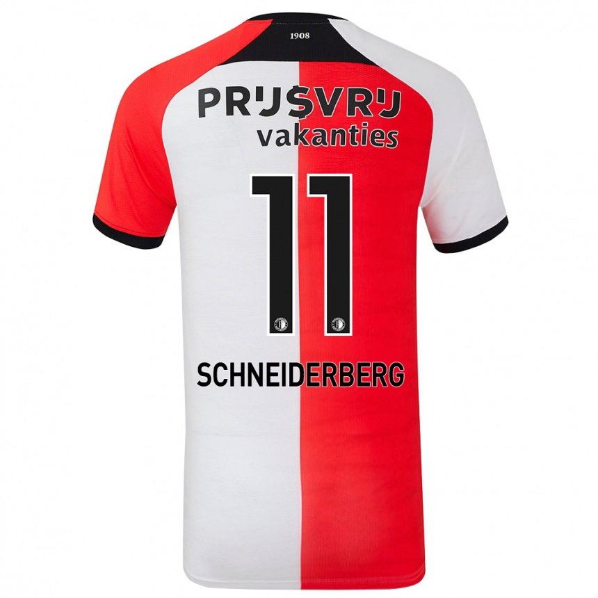 Kinder Fußball July Schneiderberg #11 Rot Weiß Heimtrikot Trikot 2024/25 T-Shirt Luxemburg