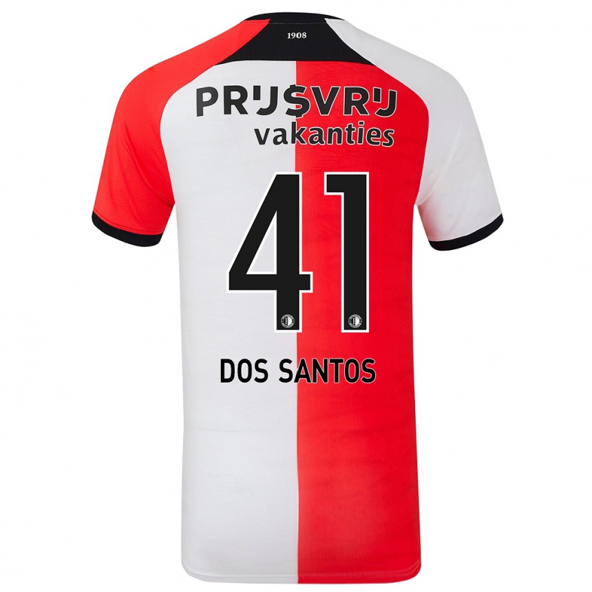 Kinder Fußball Giuliany Ben-David Dos Santos #41 Rot Weiß Heimtrikot Trikot 2024/25 T-Shirt Luxemburg