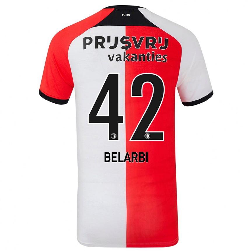 Kinder Fußball Abdel Belarbi #42 Rot Weiß Heimtrikot Trikot 2024/25 T-Shirt Luxemburg