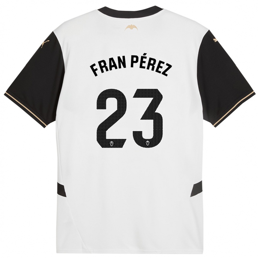 Kinder Fußball Fran Pérez #23 Weiß Schwarz Heimtrikot Trikot 2024/25 T-Shirt Luxemburg