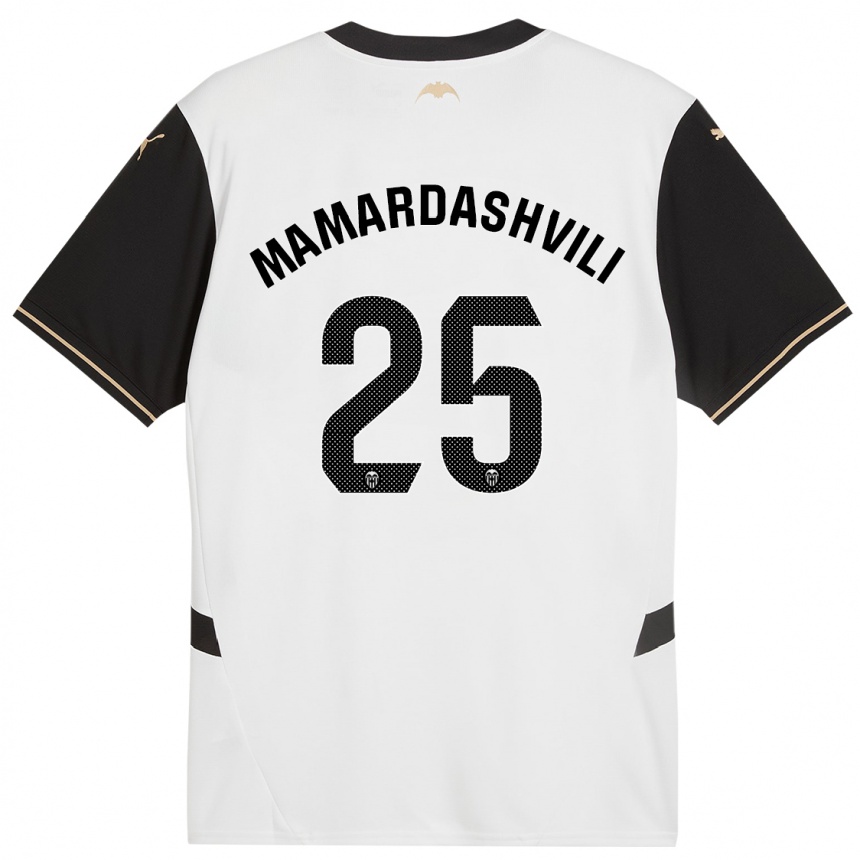 Kinder Fußball Giorgi Mamardashvili #25 Weiß Schwarz Heimtrikot Trikot 2024/25 T-Shirt Luxemburg