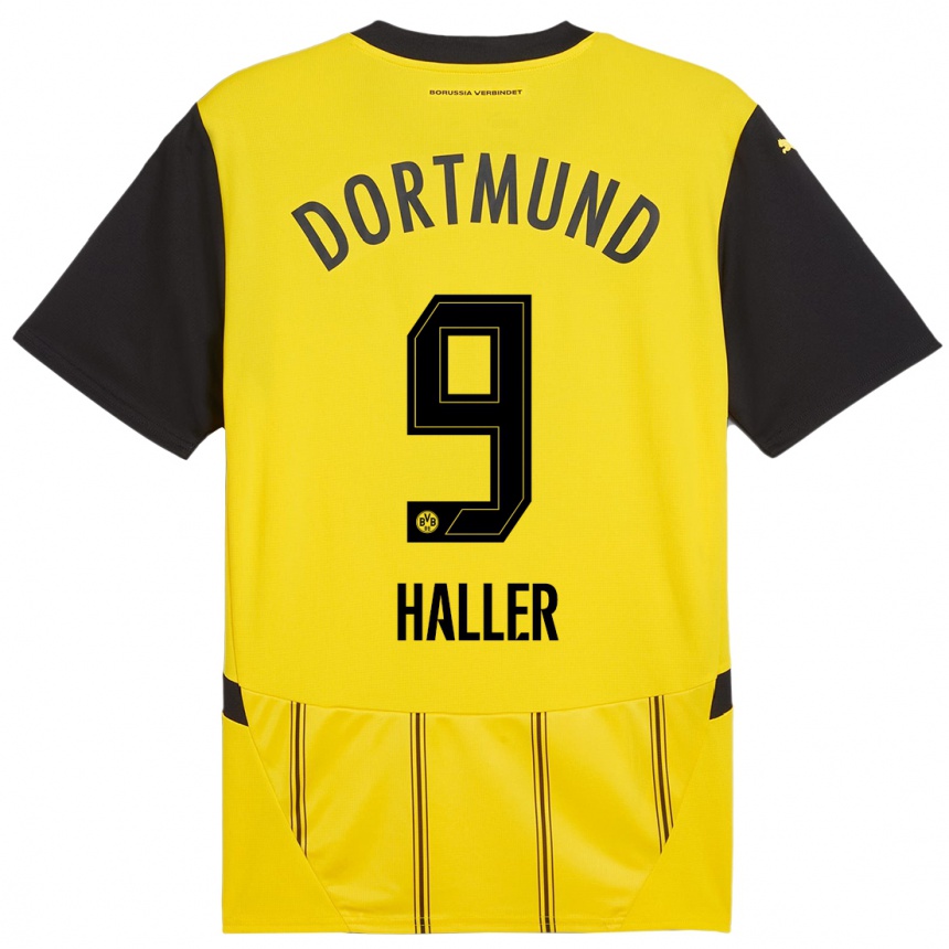 Kinder Fußball Sebastien Haller #9 Gelb Schwarz Heimtrikot Trikot 2024/25 T-Shirt Luxemburg