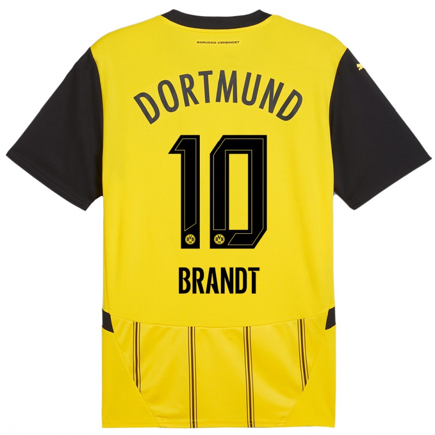 Kinder Fußball Julian Brandt #10 Gelb Schwarz Heimtrikot Trikot 2024/25 T-Shirt Luxemburg