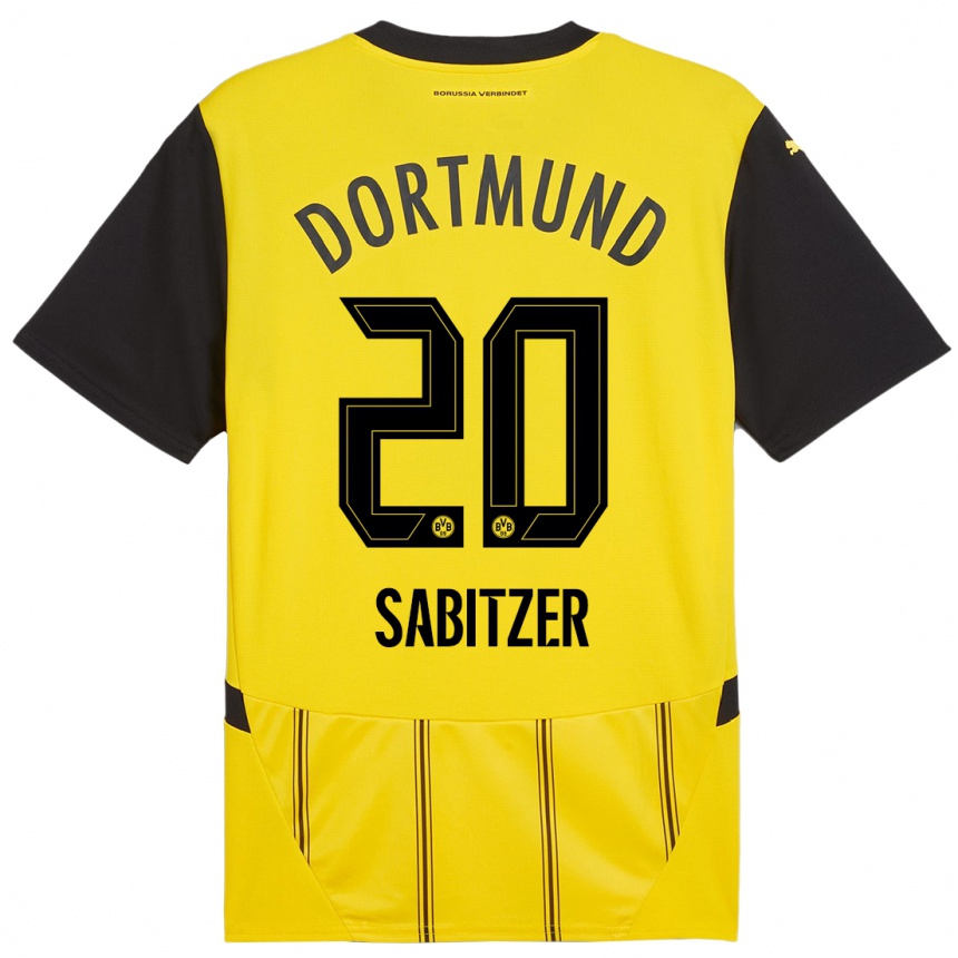 Kinder Fußball Marcel Sabitzer #20 Gelb Schwarz Heimtrikot Trikot 2024/25 T-Shirt Luxemburg