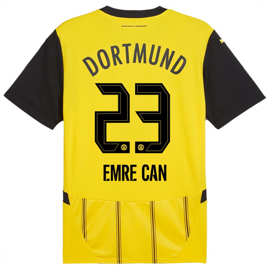 Kinder Fußball Emre Can #23 Gelb Schwarz Heimtrikot Trikot 2024/25 T-Shirt Luxemburg