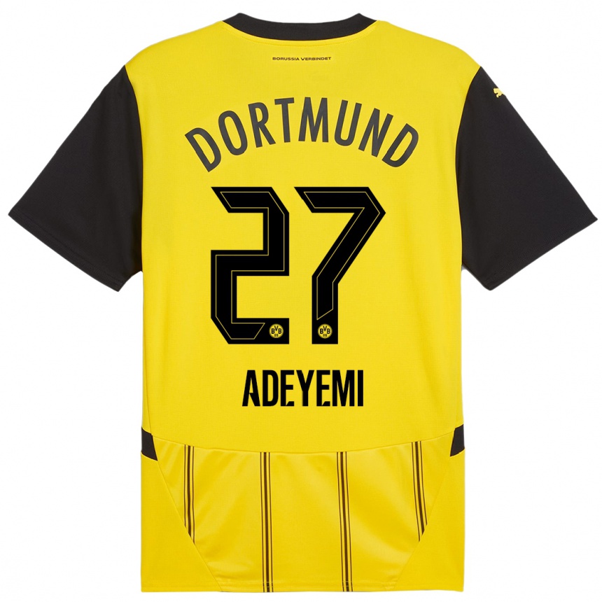 Kinder Fußball Karim Adeyemi #27 Gelb Schwarz Heimtrikot Trikot 2024/25 T-Shirt Luxemburg