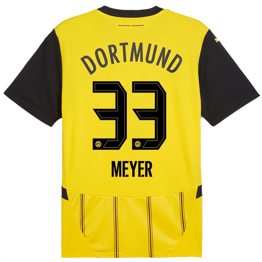 Kinder Fußball Alexander Meyer #33 Gelb Schwarz Heimtrikot Trikot 2024/25 T-Shirt Luxemburg