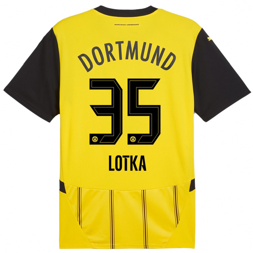 Kinder Fußball Marcel Lotka #35 Gelb Schwarz Heimtrikot Trikot 2024/25 T-Shirt Luxemburg