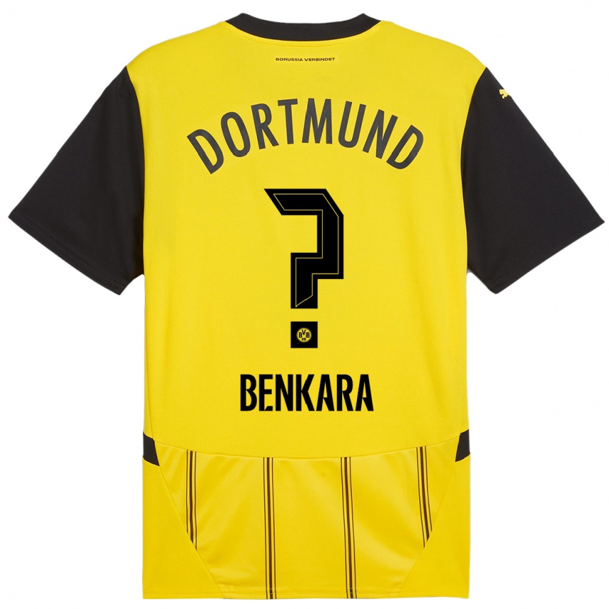 Kinder Fußball Elias Benkara #0 Gelb Schwarz Heimtrikot Trikot 2024/25 T-Shirt Luxemburg