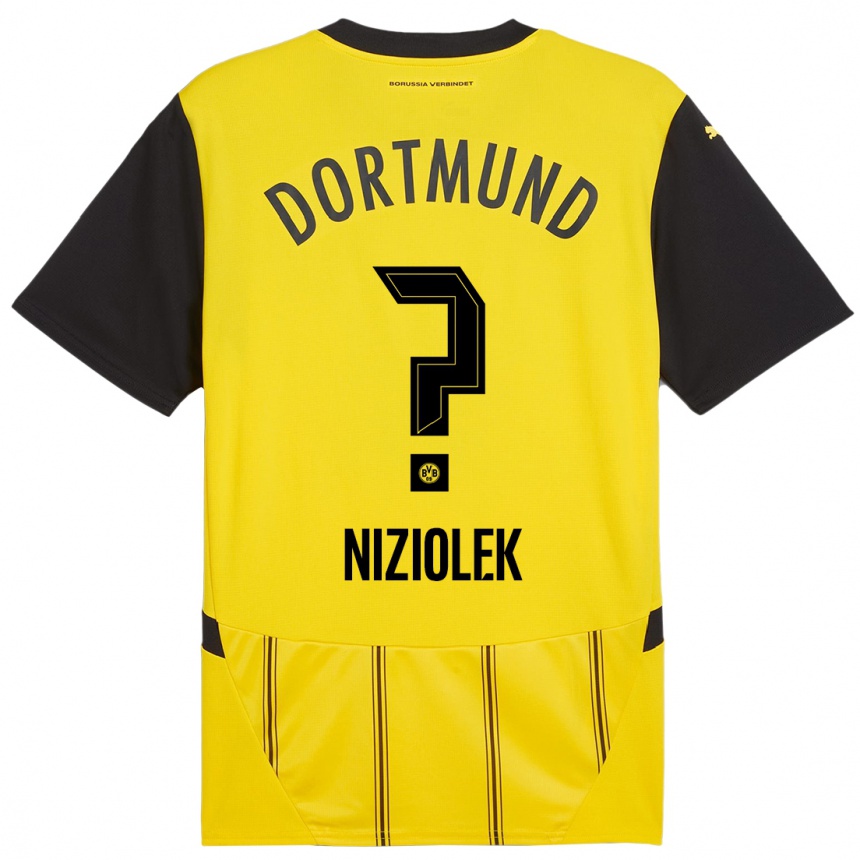 Kinder Fußball Alex Niziolek #0 Gelb Schwarz Heimtrikot Trikot 2024/25 T-Shirt Luxemburg