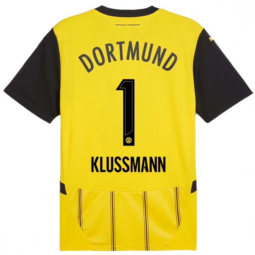 Kinder Fußball Leon Klußmann #1 Gelb Schwarz Heimtrikot Trikot 2024/25 T-Shirt Luxemburg