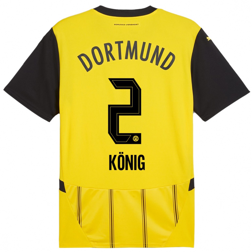 Kinder Fußball Niklas König #2 Gelb Schwarz Heimtrikot Trikot 2024/25 T-Shirt Luxemburg