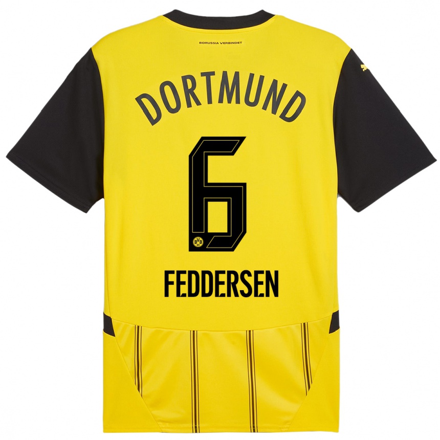 Kinder Fußball Jonas Feddersen #6 Gelb Schwarz Heimtrikot Trikot 2024/25 T-Shirt Luxemburg