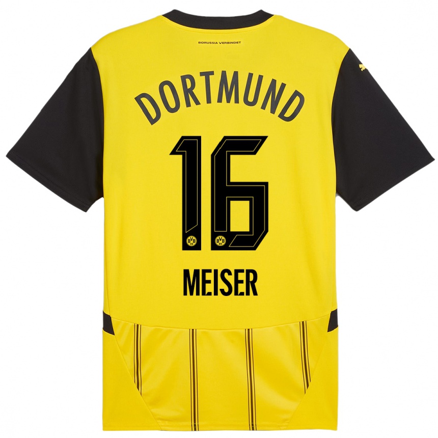 Kinder Fußball Tyler Meiser #16 Gelb Schwarz Heimtrikot Trikot 2024/25 T-Shirt Luxemburg